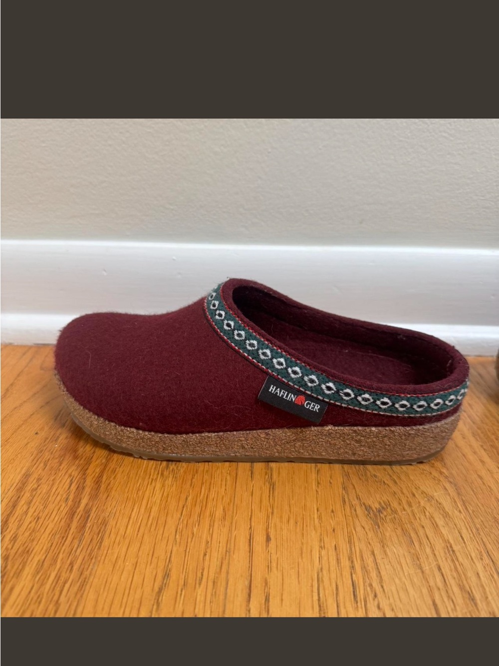 Haflinger grizzly zigzag Maroon Felt Slip-On Clog slipper 41 women 10